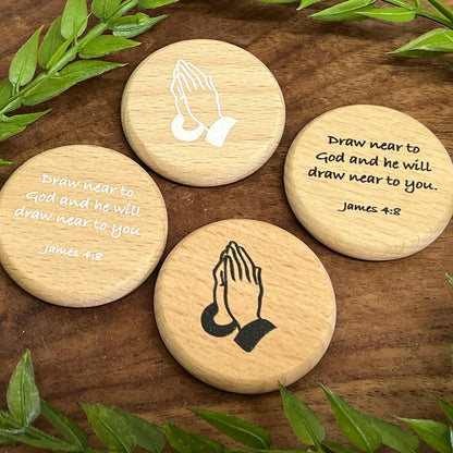 SHOPGIVECOURAGE - Scripture Verse Wood Coin Tokens - Assorted - Easter