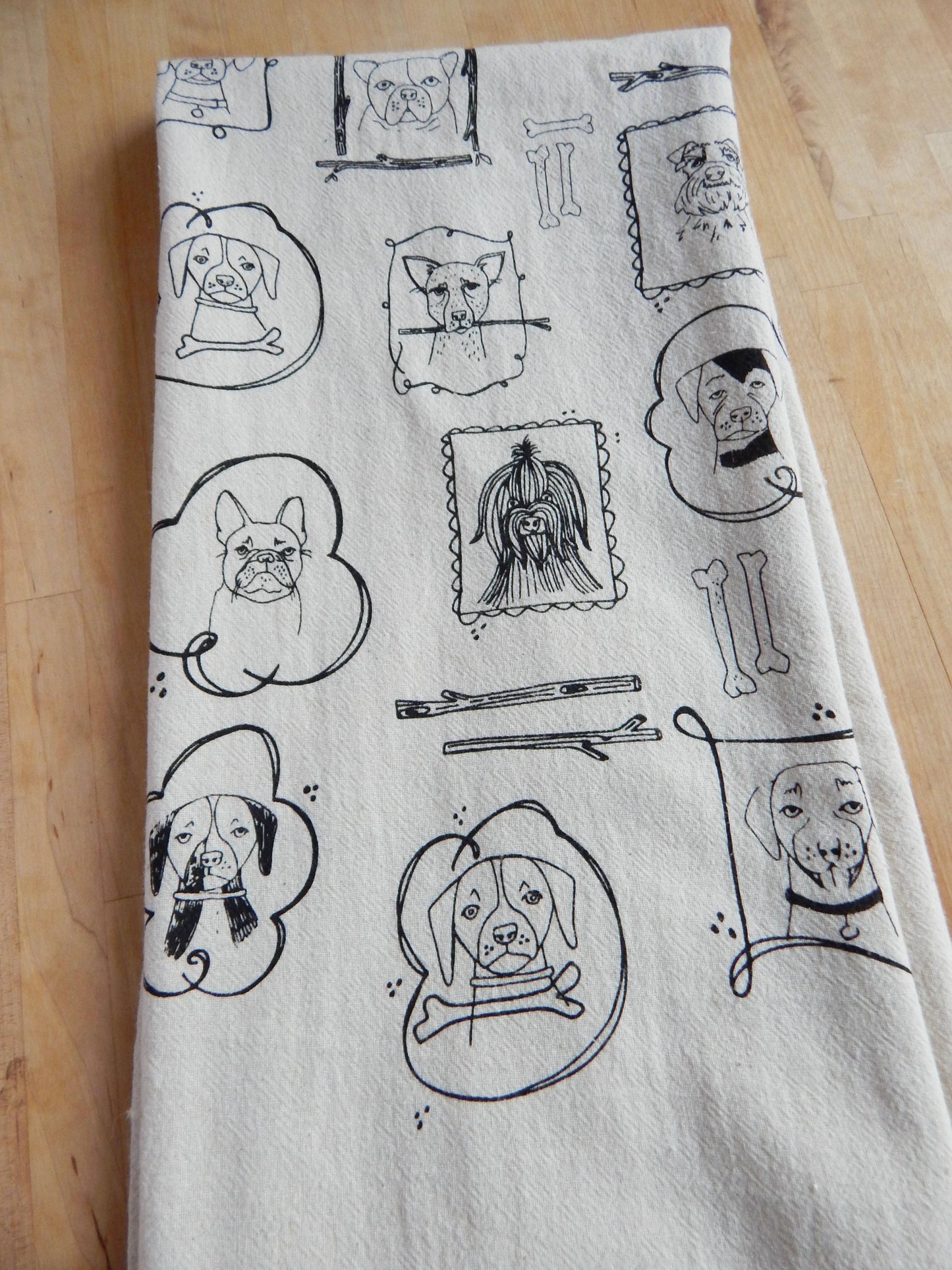 The High Fiber - Dog Kitchen Towel, Handprinted Cotton Kitchen Towel