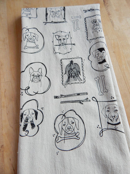 The High Fiber - Dog Kitchen Towel, Handprinted Cotton Kitchen Towel