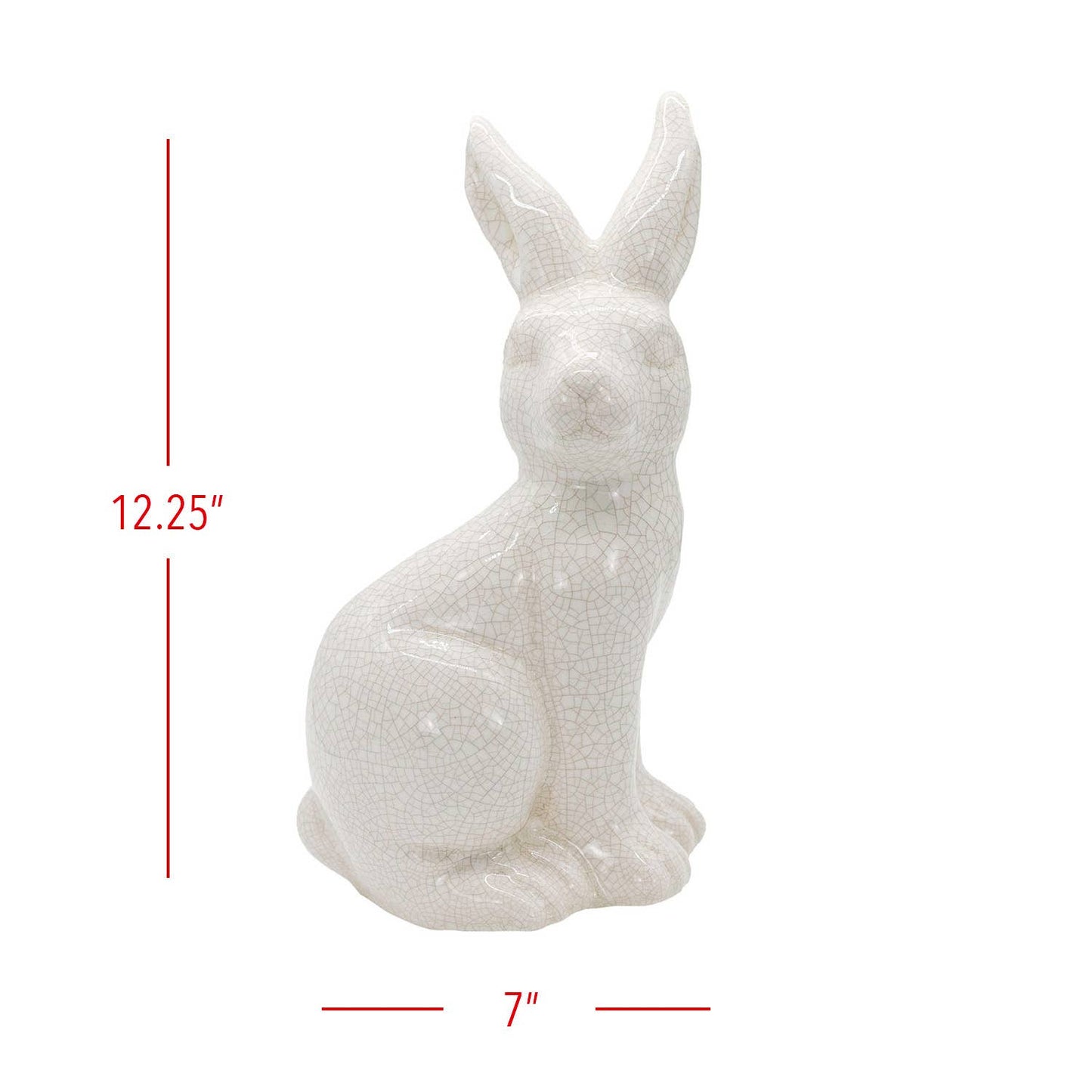 Foreside H & G - Edaline Vintage Crackle Ceramic Rabbit Bunny Figure - Easter