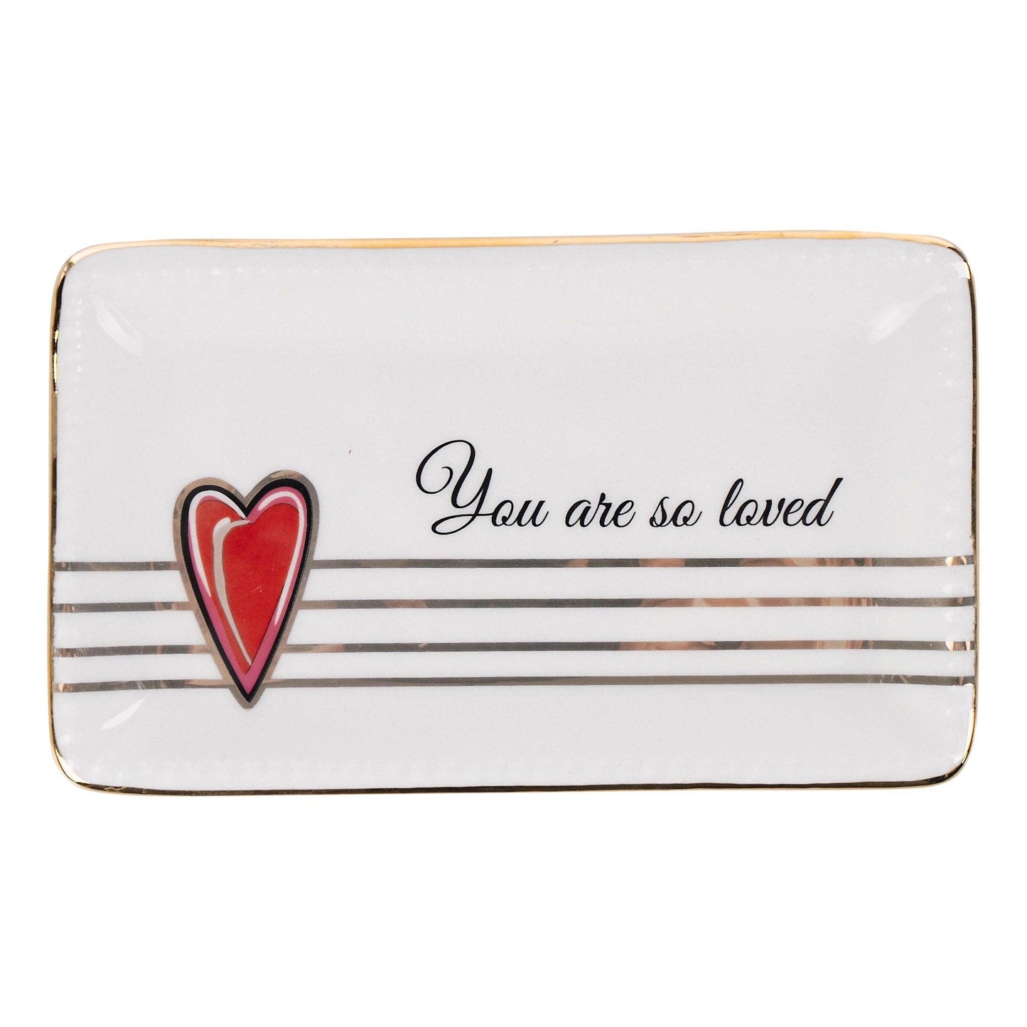 SALE!! Glory Haus - Heart Gold Striped Trinket Tray