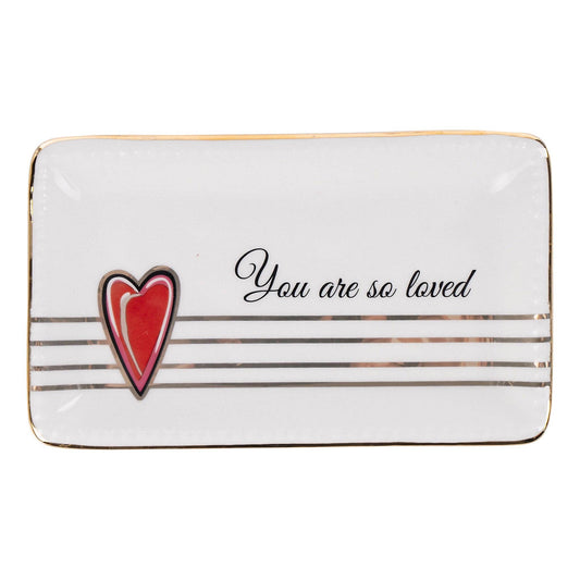 Glory Haus - Heart Gold Striped Trinket Tray