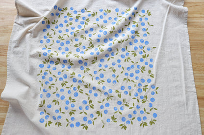 The High Fiber - Blueberry Kitchen Towel, Handprinted Tea Towel