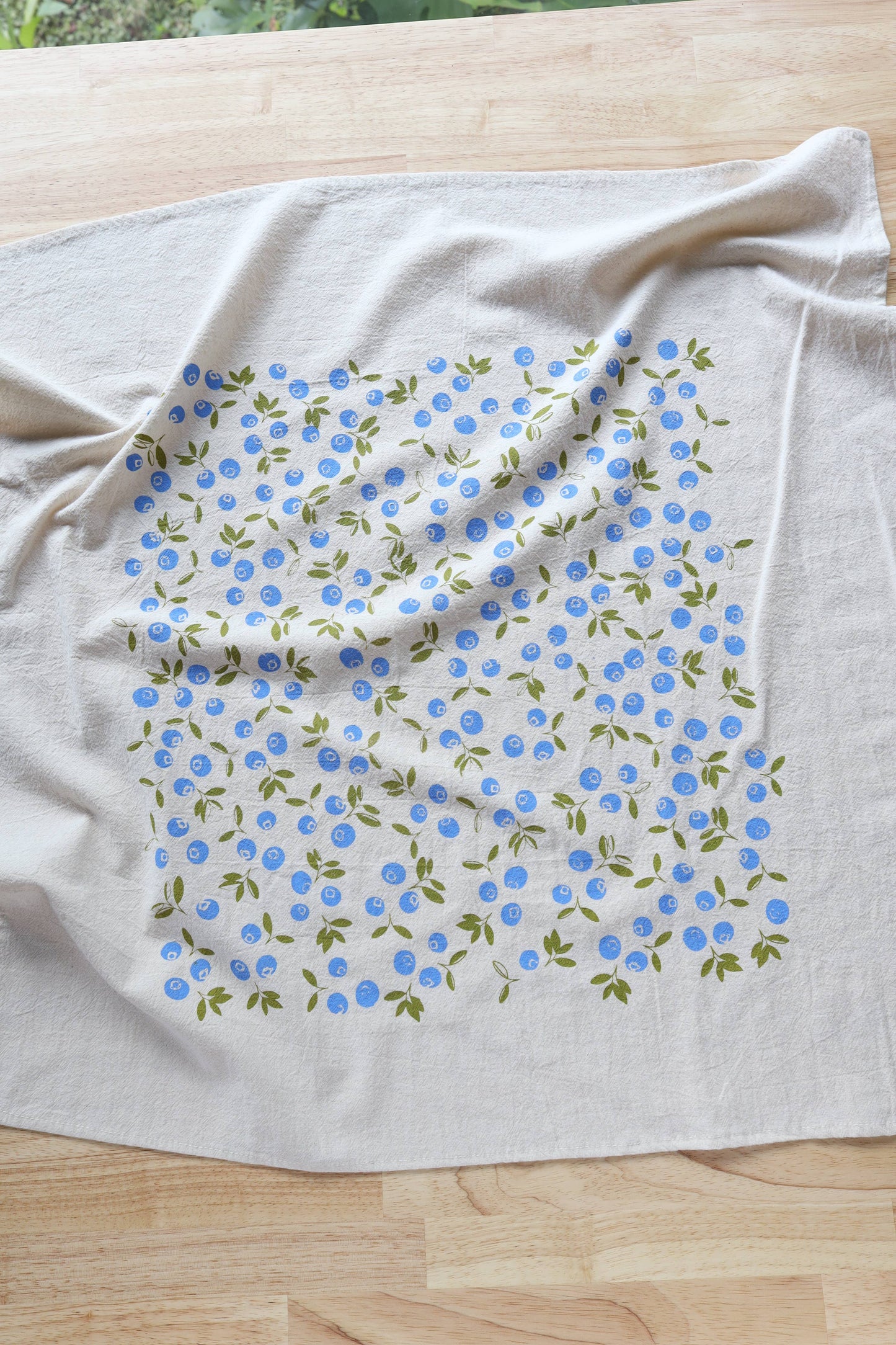 The High Fiber - Blueberry Kitchen Towel, Handprinted Tea Towel