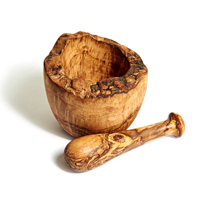 Natural OliveWood - Free Form Olive Wood Mortar & Pestle