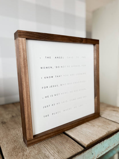 Lily and Sparrow - Matthew 28, He Is Risen | Easter Wall Decor