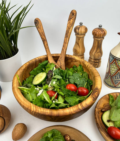Natural OliveWood - Olive Wood Family Salad Bowl
