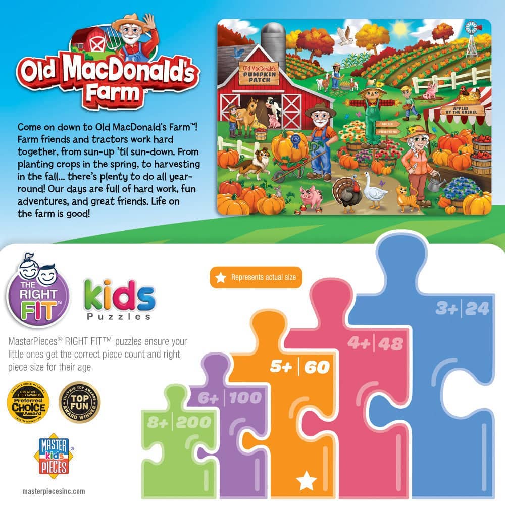 Masterpieces Puzzles - Old MacDonald's Farm - Pumpkin Patch 60 Piece Jigsaw Puzzle