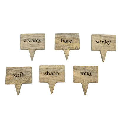 Foreside H & G - Ashton Wood Cheese Markers With Bag, Set Of 6