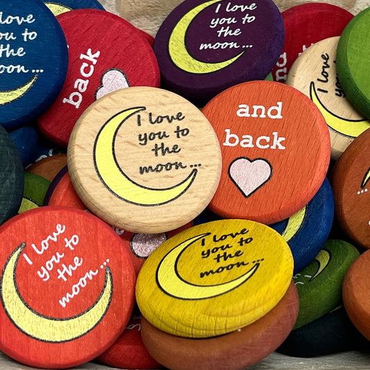 SHOPGIVECOURAGE - Inspirational Wood Coin Token - I love you to the moon