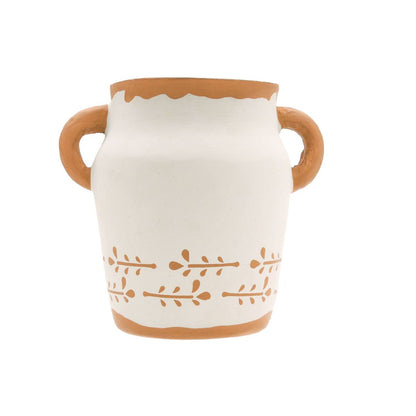 Foreside H & G - Lana Floral Terracotta Vase w/ Handles