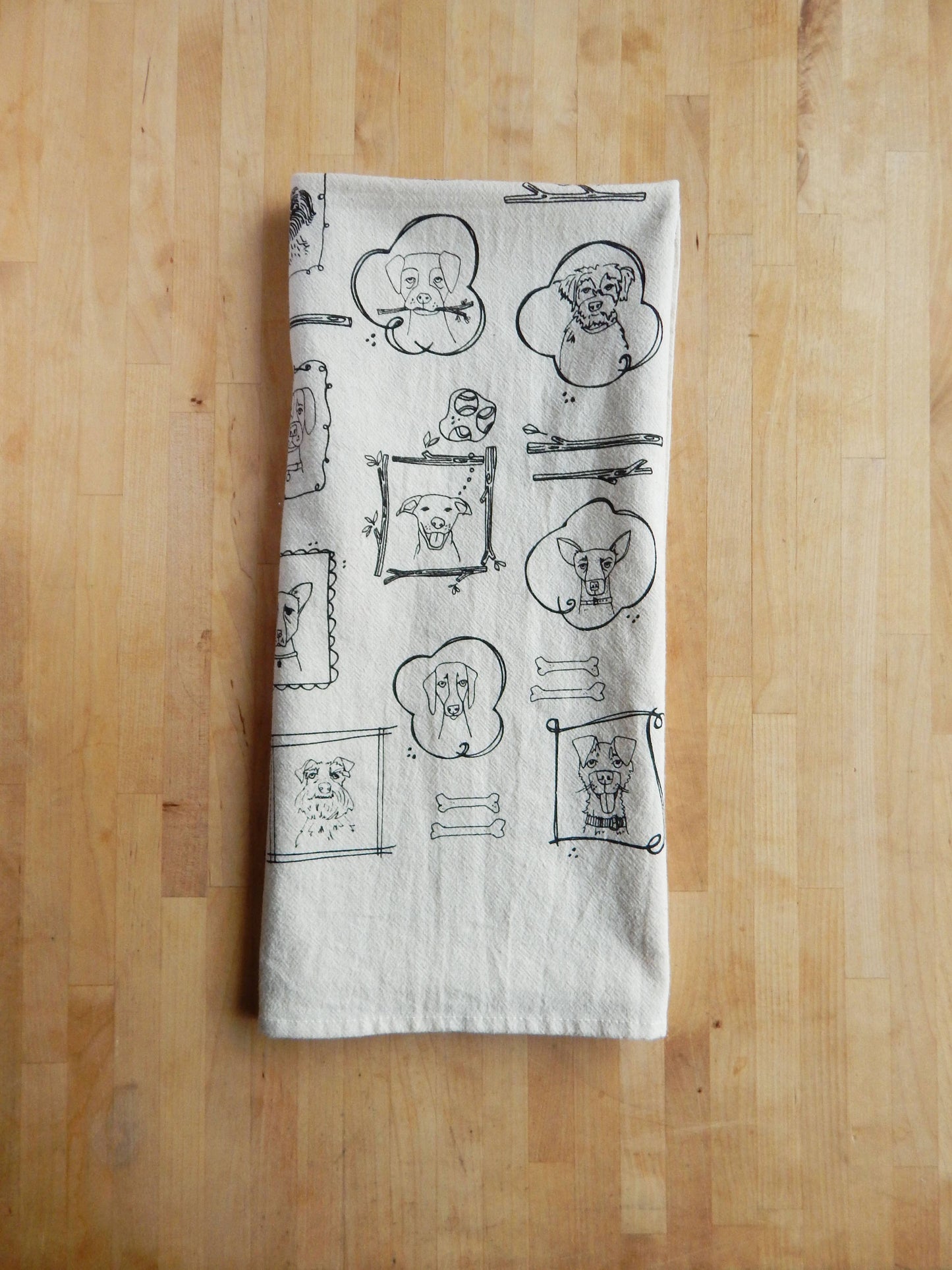 The High Fiber - Dog Kitchen Towel, Handprinted Cotton Kitchen Towel
