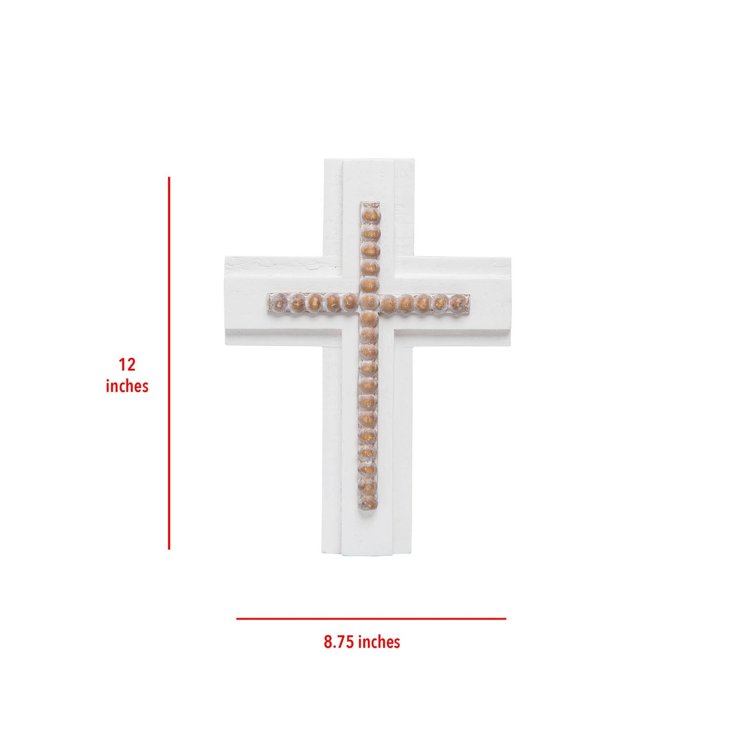 Foreside H & G - White Wood and Natural Bead Easter Wall Cross